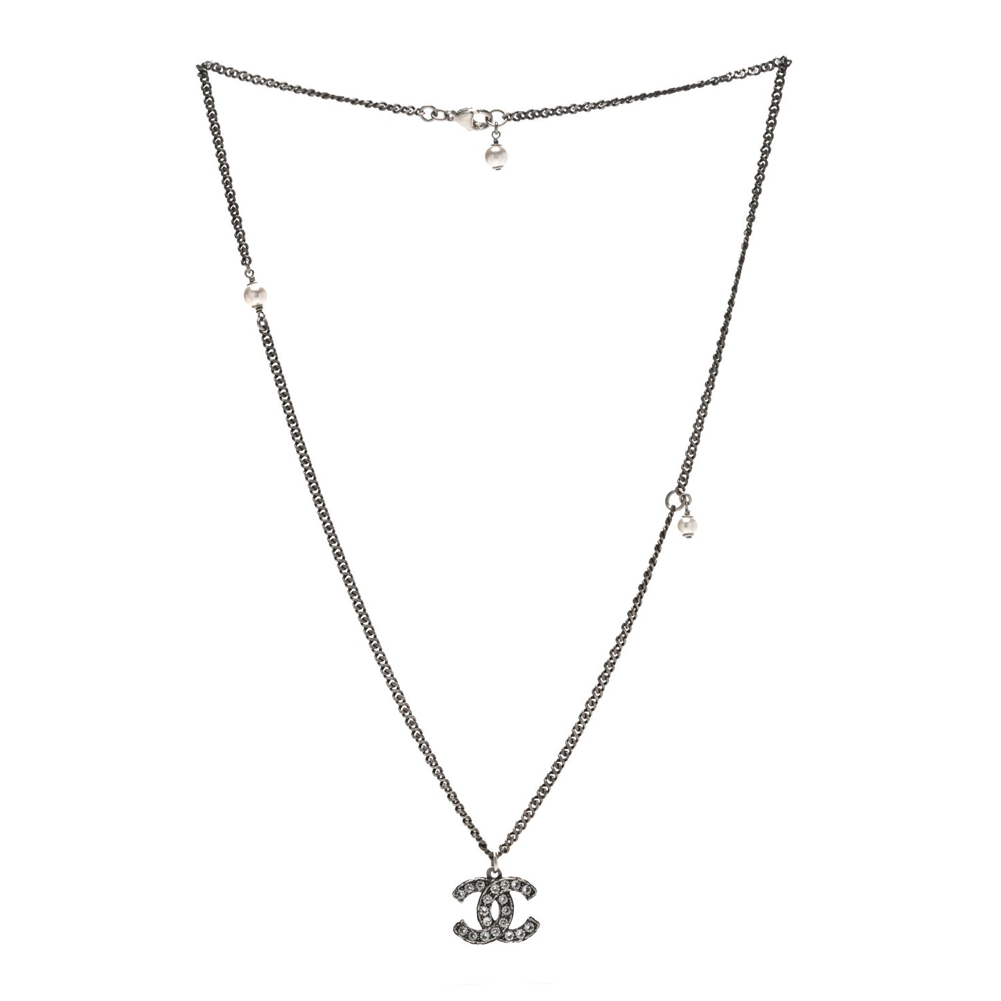 Crystal CC Pendant Necklace Silver