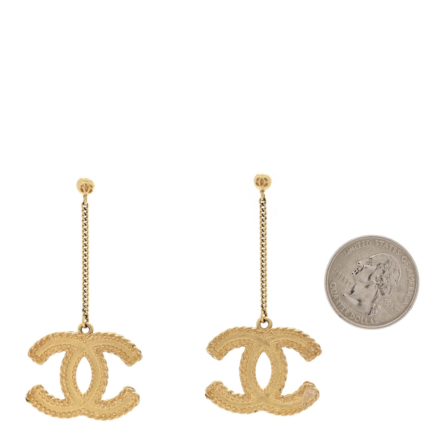 CC Drop Earrings Matte Gold