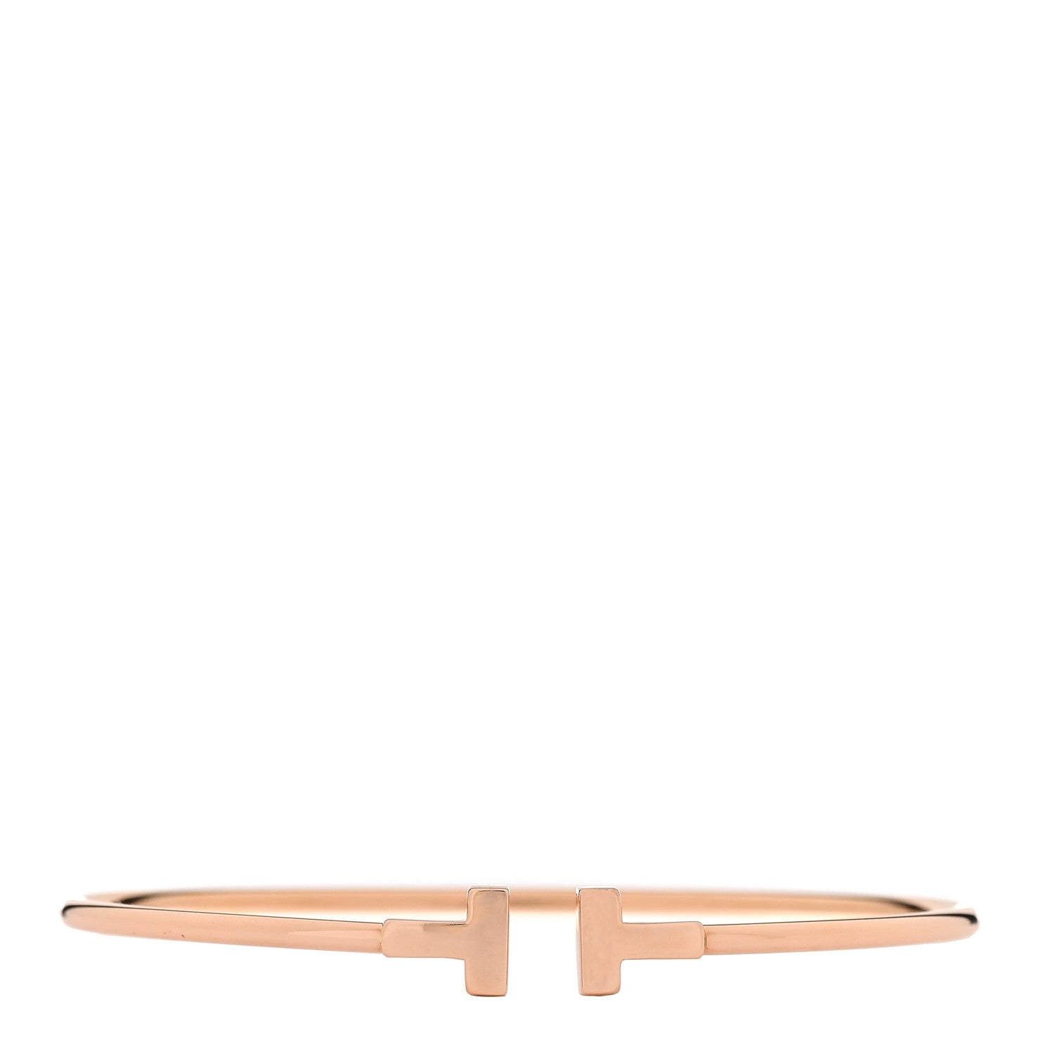 Tiffany 18K Rose Gold Narrow T Wire Bracelet 1 of 3