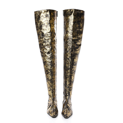 Chanel Metallic Lambskin Over the Knee Boots 41 Gold Black 2 of 6