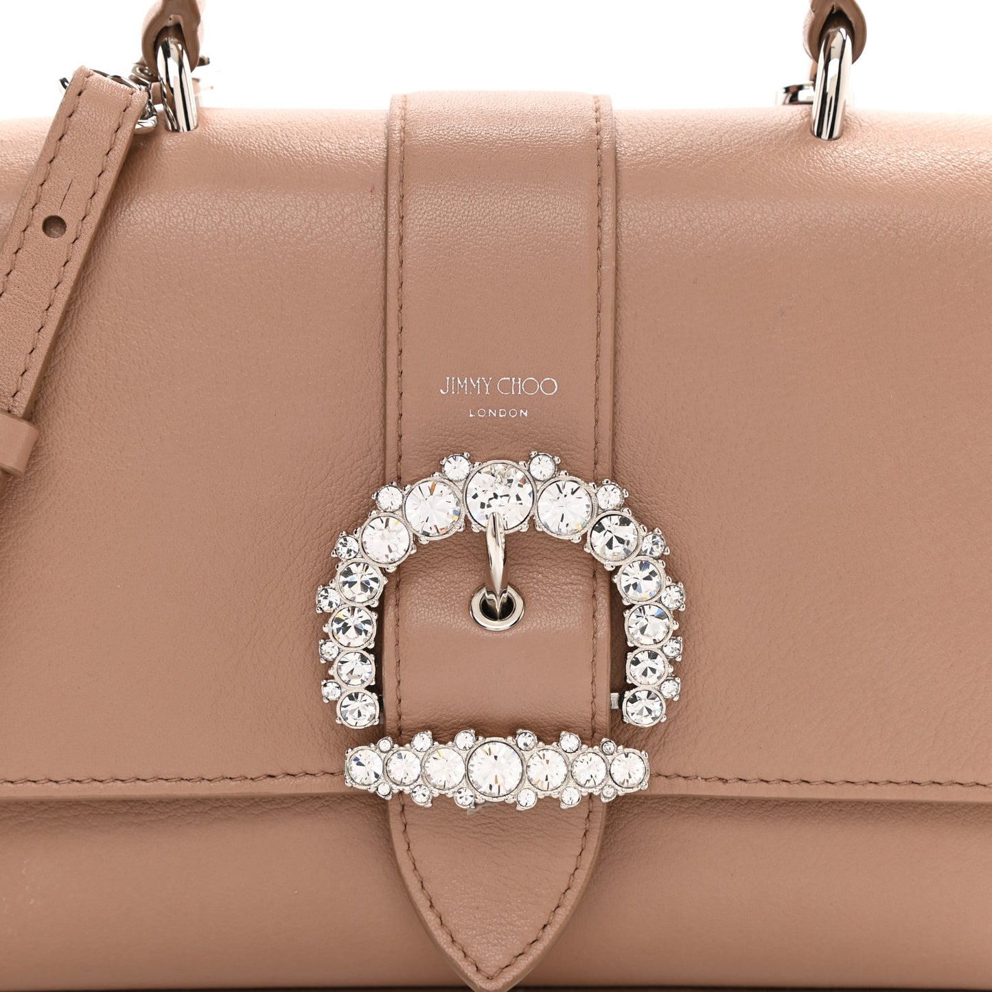 Calfskin Crystal Medium Cheri Top Handle Bag Powder Pink