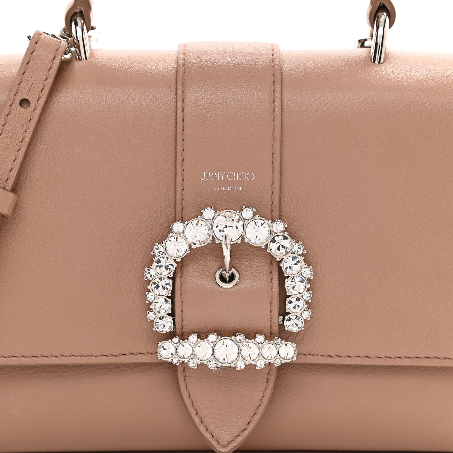 Jimmy Choo Calfskin Crystal Medium Cheri Top Handle Bag Powder Pink 15 of 17