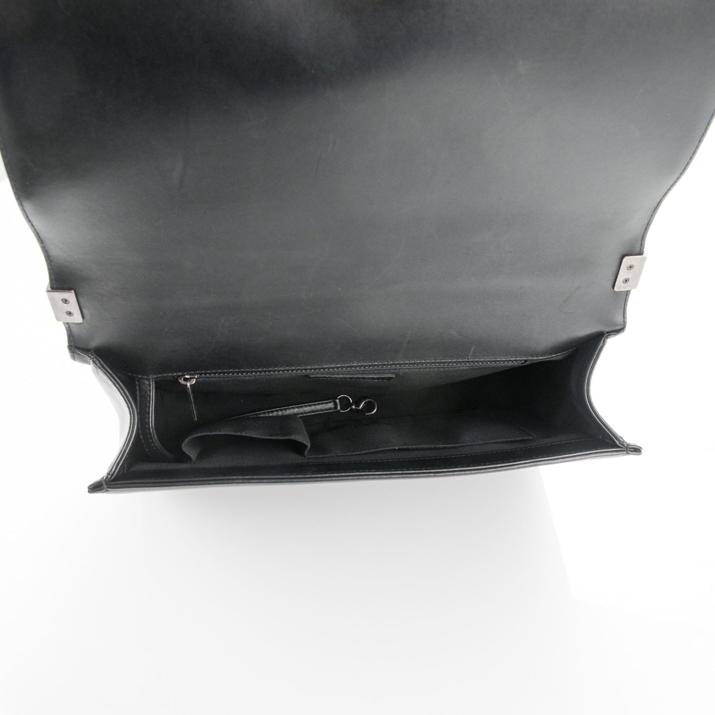 Lambskin Quilted Large Boy Flap Black