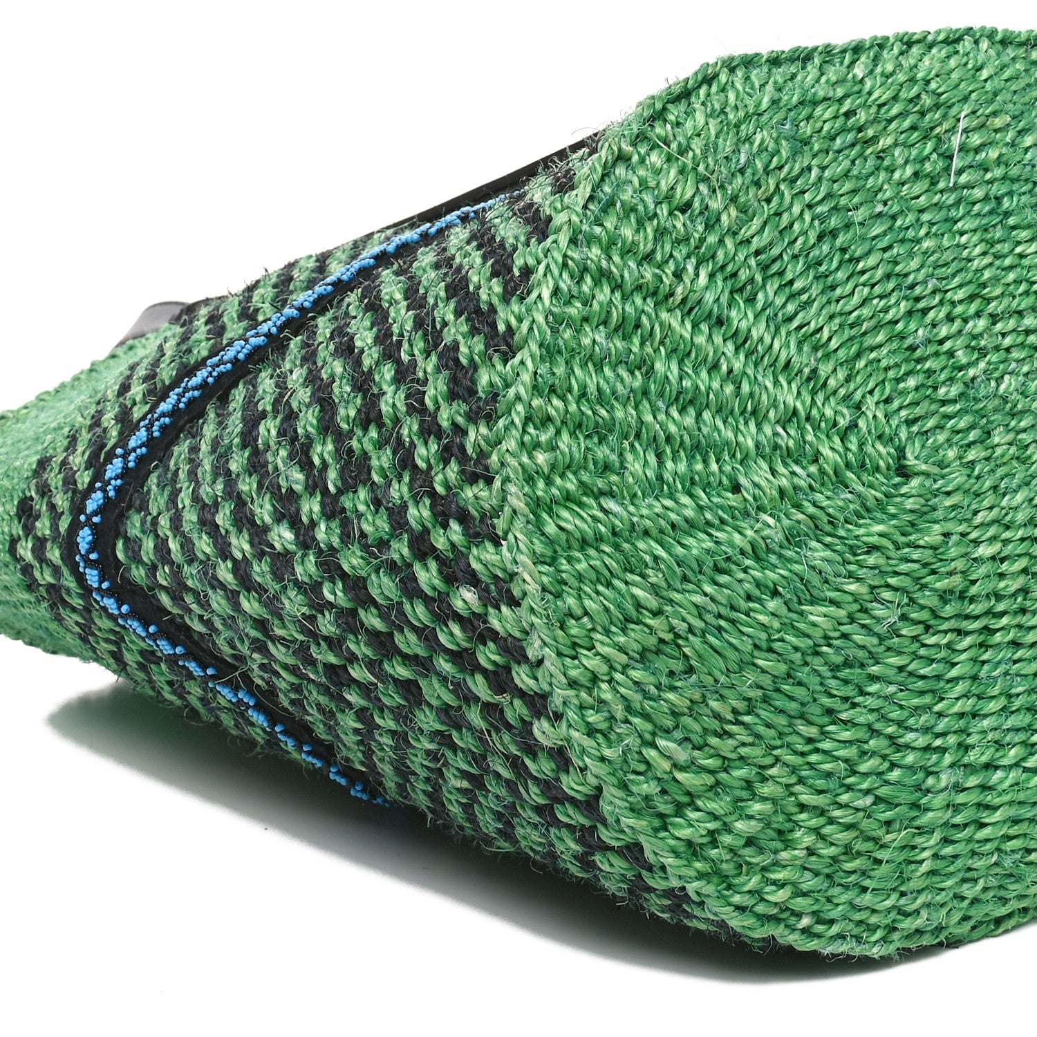 Loewe Sisal Calfskin Raffia Paula's Ibiza Lizard Beaded Basket Tote Green Multicolor 8 of 10
