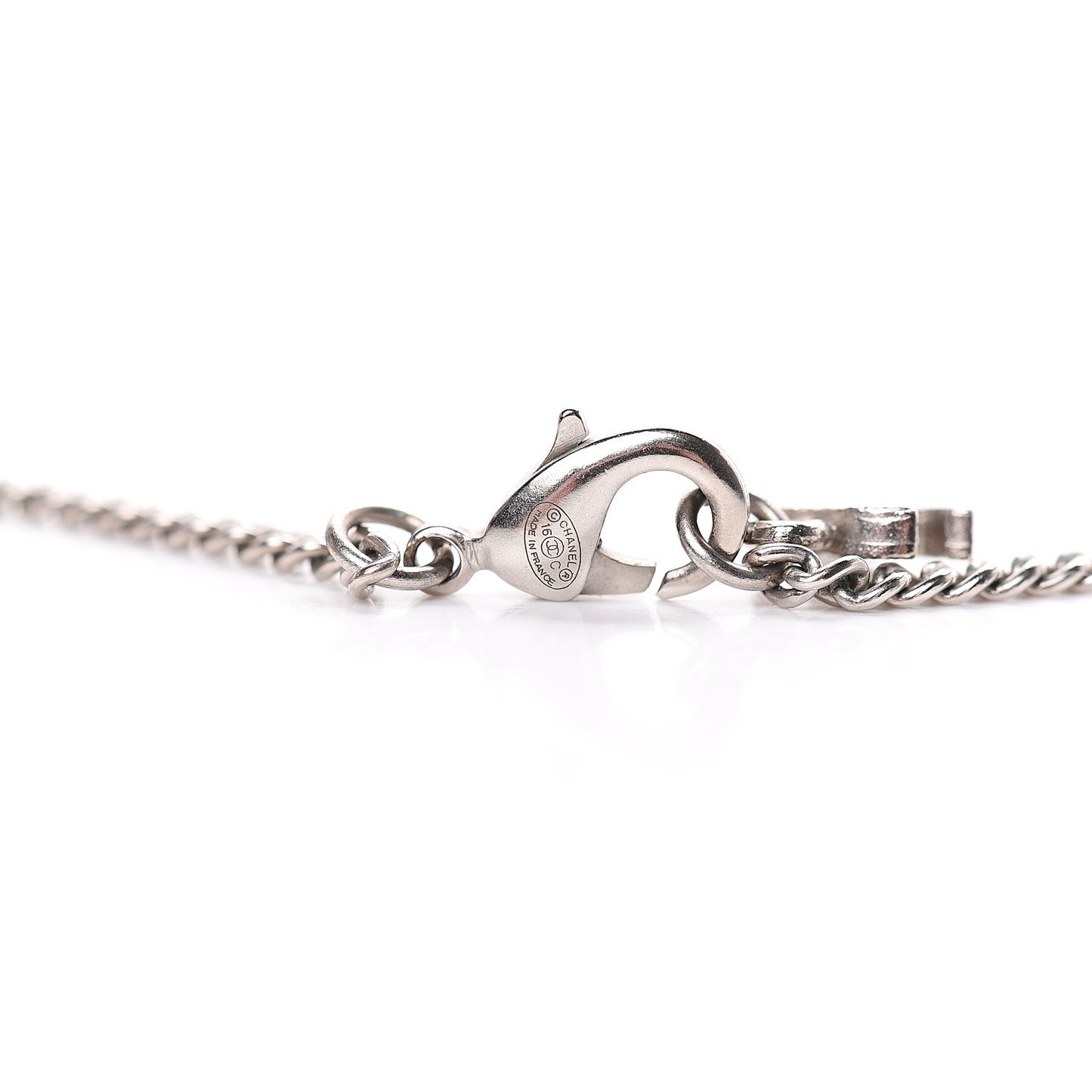 Baguette Crystal Large CC Necklace Silver