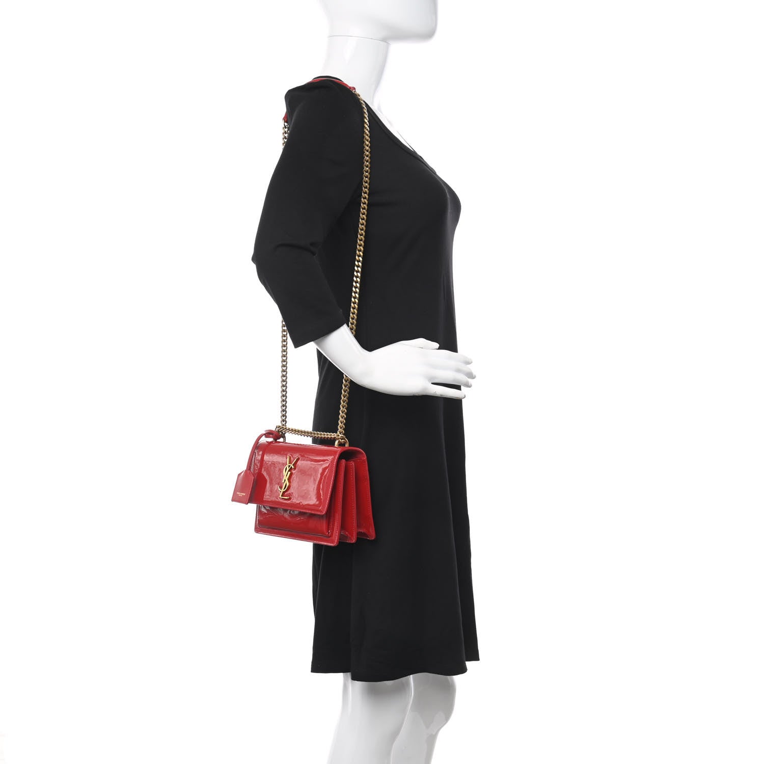 Saint Laurent Patent Small Monogram Sunset Red 2 of 13