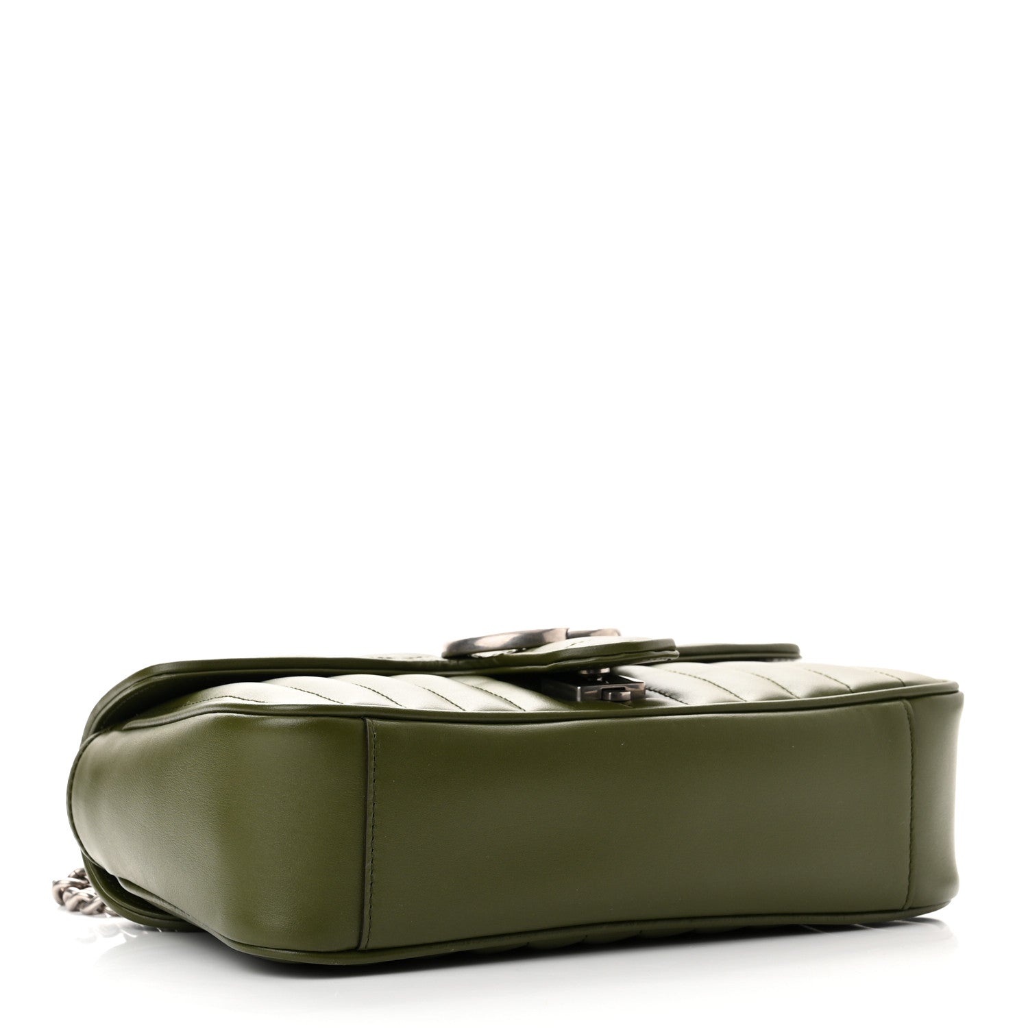 Gucci Calfskin Matelasse Aria Small GG Marmont Shoulder Bag Military Wood 4 of 9