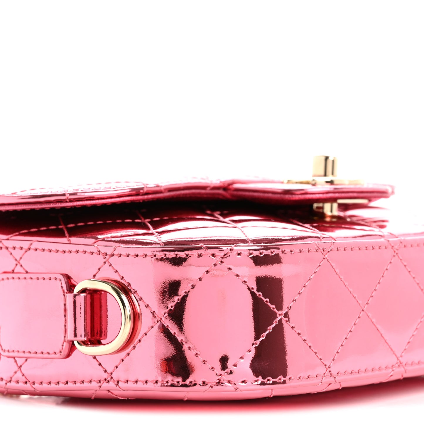 Mirror Calfskin Metallic Lambskin Quilted Hollywood Boulevard Mini Flap With Star Coin Purse Pink