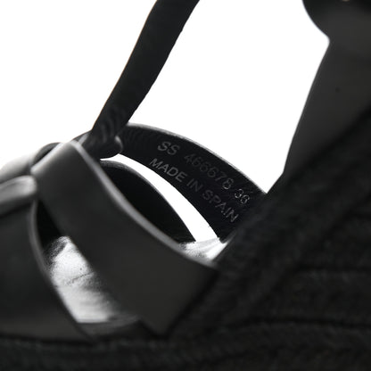 Saint Laurent Calfskin 85 Platform Espadrille Wedge Sandals 36 Black 7 of 7