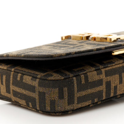 Fendi Fabric Jacquard Vitello Grace FF 1974 Fendigraphy Wallet On Chain Tobacco Moro Ebano 13 of 15