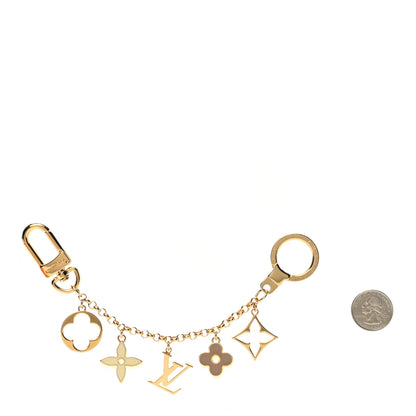 Louis Vuitton Brass Enamel Fleur De Monogram Bag Charm Chain Gold 2 of 5