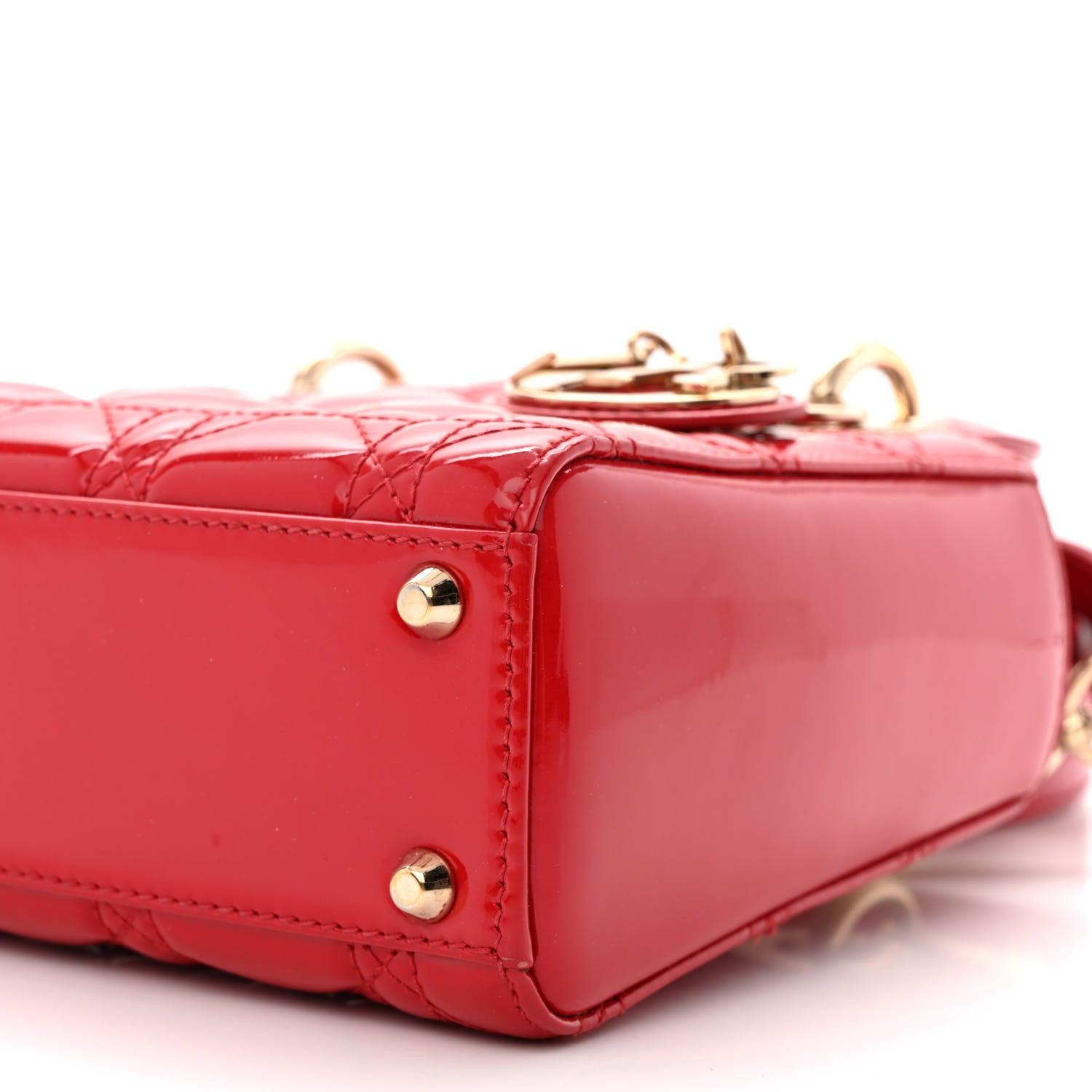 Christian Dior Patent Cannage Mini Lady Dior Red 10 of 12