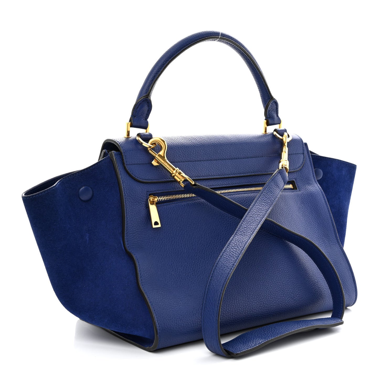Drummed Calfskin Suede Small Trapeze Indigo