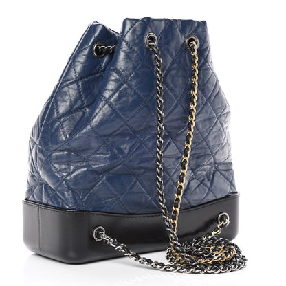 Chanel Aged Calfskin Quilted Gabrielle Backpack Navy Black 3 of 11