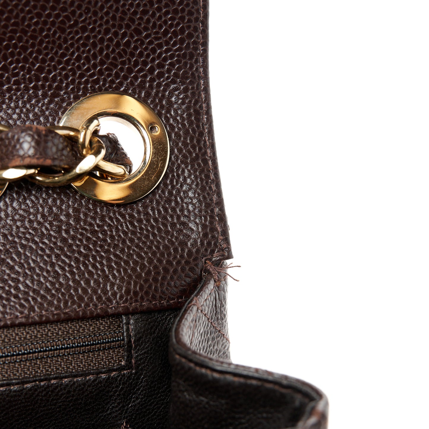 Caviar Quilted Jumbo Single Flap Brown