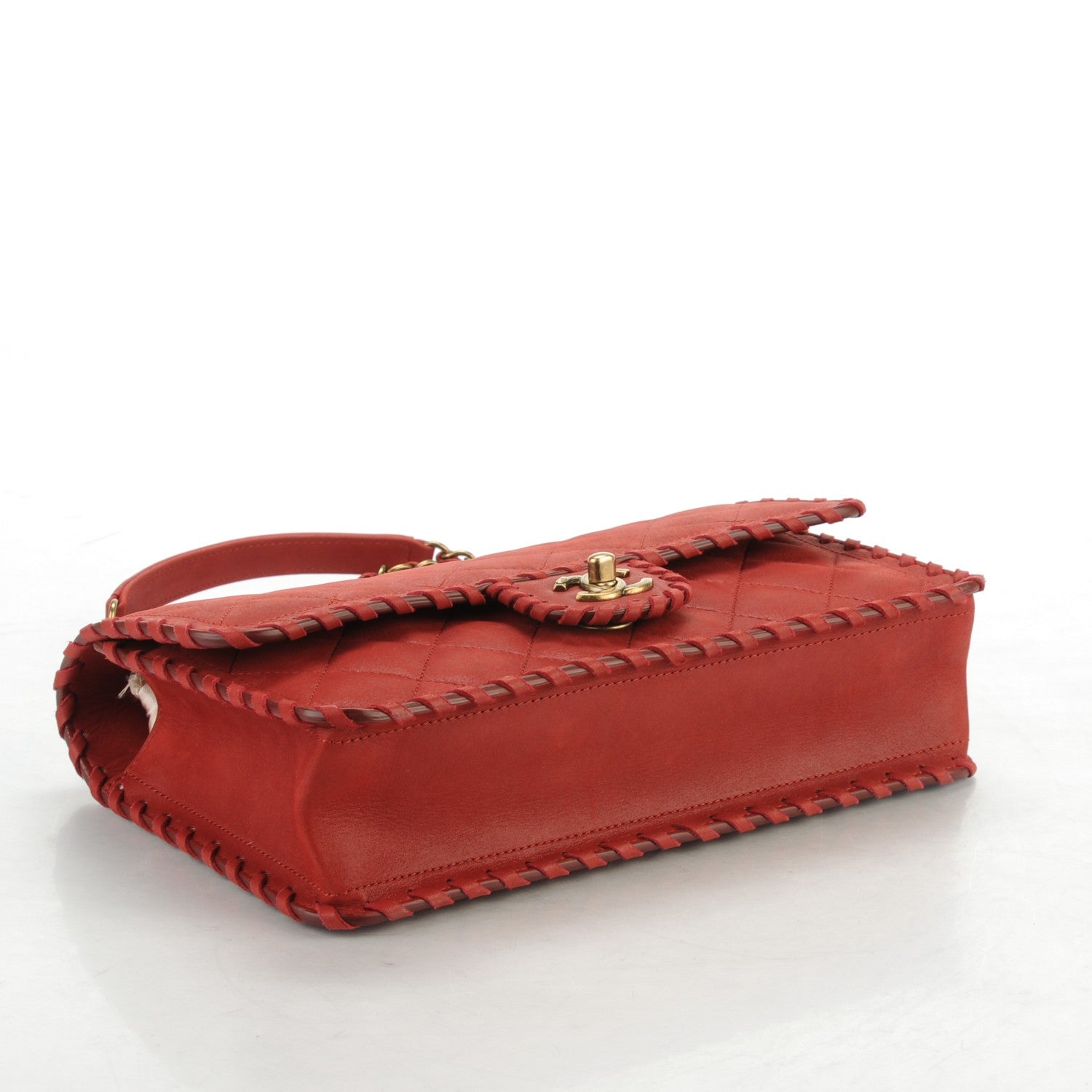 Chanel Suede Calfskin Jumbo Happy Stitch Flap Red 4 of 9