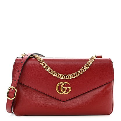 Gucci Calfskin Diagonal GG Medium Thiara Double Envelope Shoulder Bag Black Red 1 of 12