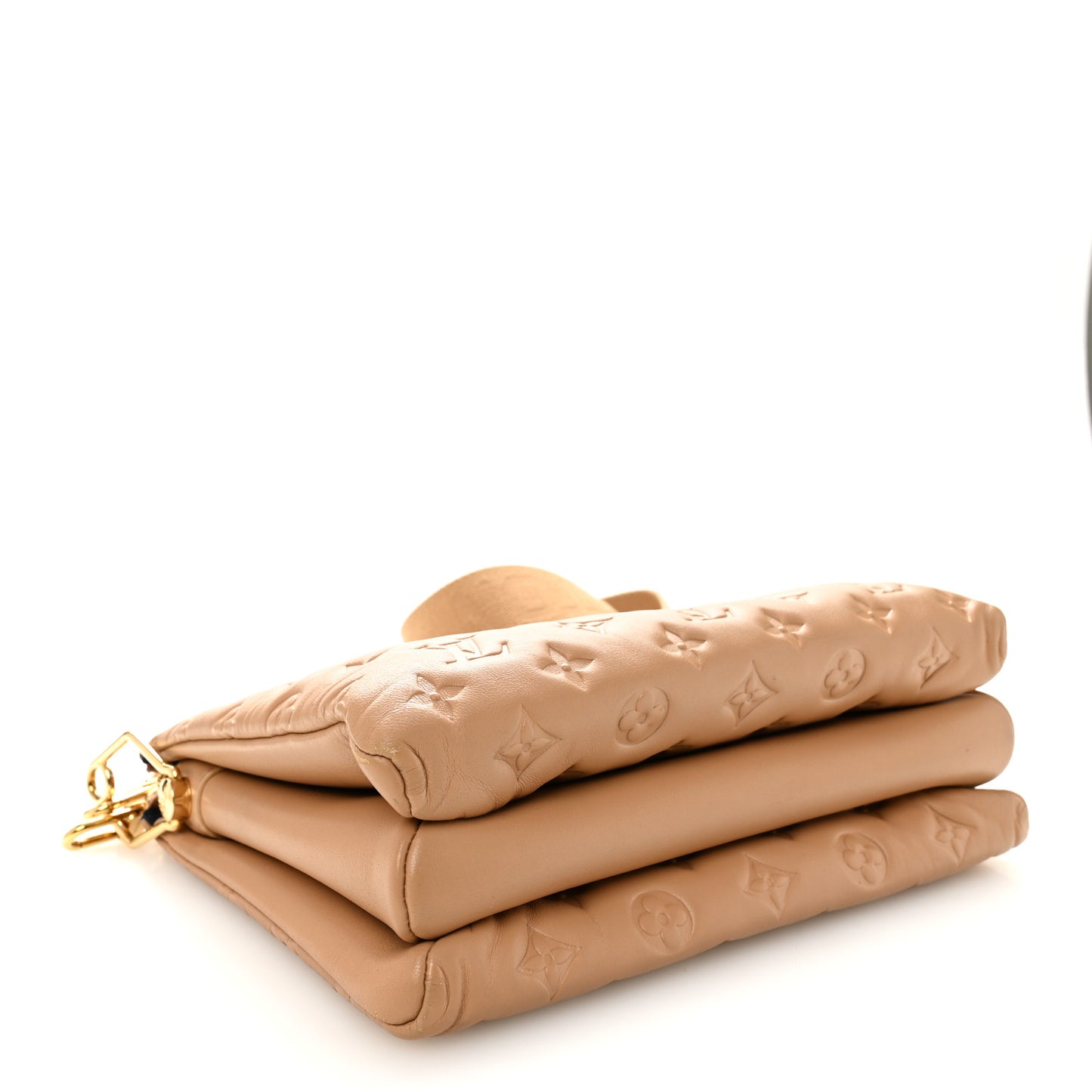 Lambskin Embossed Monogram Coussin PM Camel