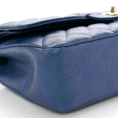 Chanel Iridescent Caviar Quilted Medium Double Flap Dark Blue 8 of 9