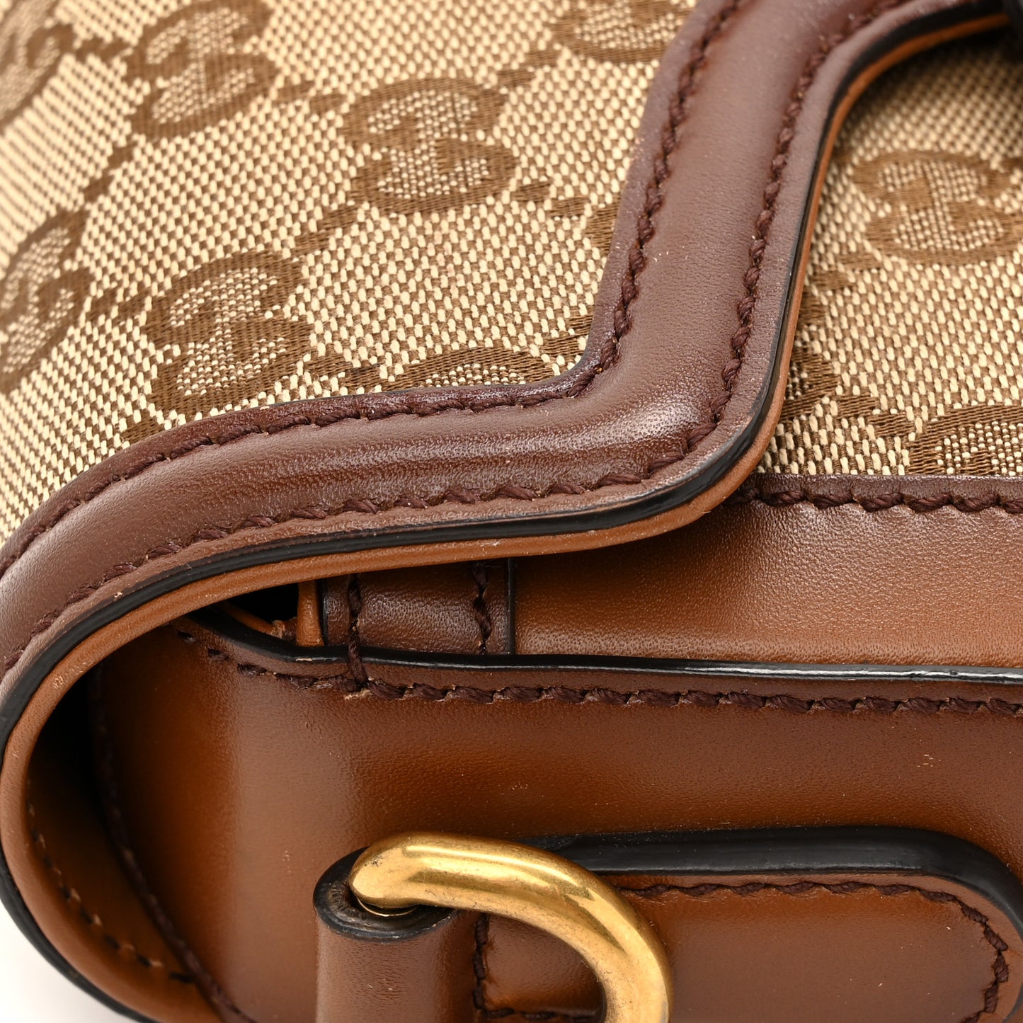 Monogram Small Lady Web Shoulder Bag Beige Cuir