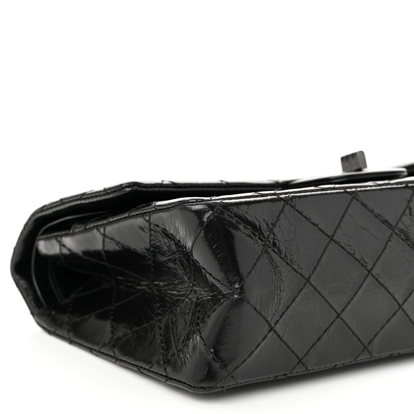 Glazed Aged Calfskin Quilted 2.55 Reissue 225 Flap So Black