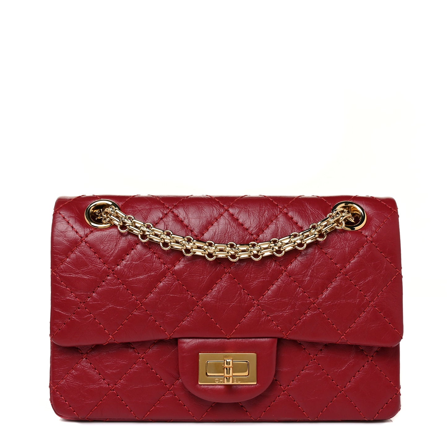 Aged Calfskin Quilted 2.55 Reissue Mini Flap Red