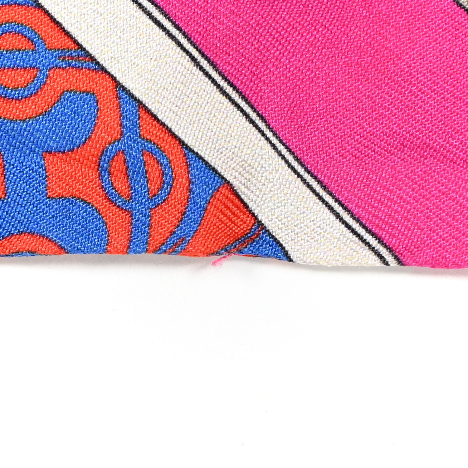 Hermes Silk Mors Et Gourmettes Remix Twilly Fuchsia Bleu Corail 5 of 6