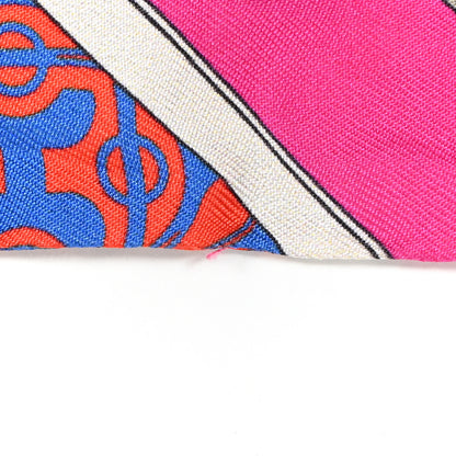 Hermes Silk Mors Et Gourmettes Remix Twilly Fuchsia Bleu Corail 5 of 6
