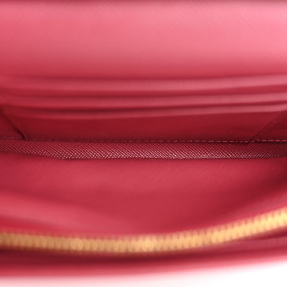 Prada Saffiano Metal Bar Flap Wallet with Strap Peonia 5 of 16
