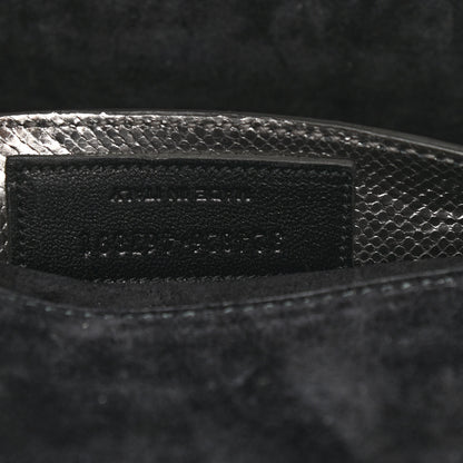 Saint Laurent Metallic Calfskin Lizard Printed Lutetia Flap Clutch Silver 7 of 9