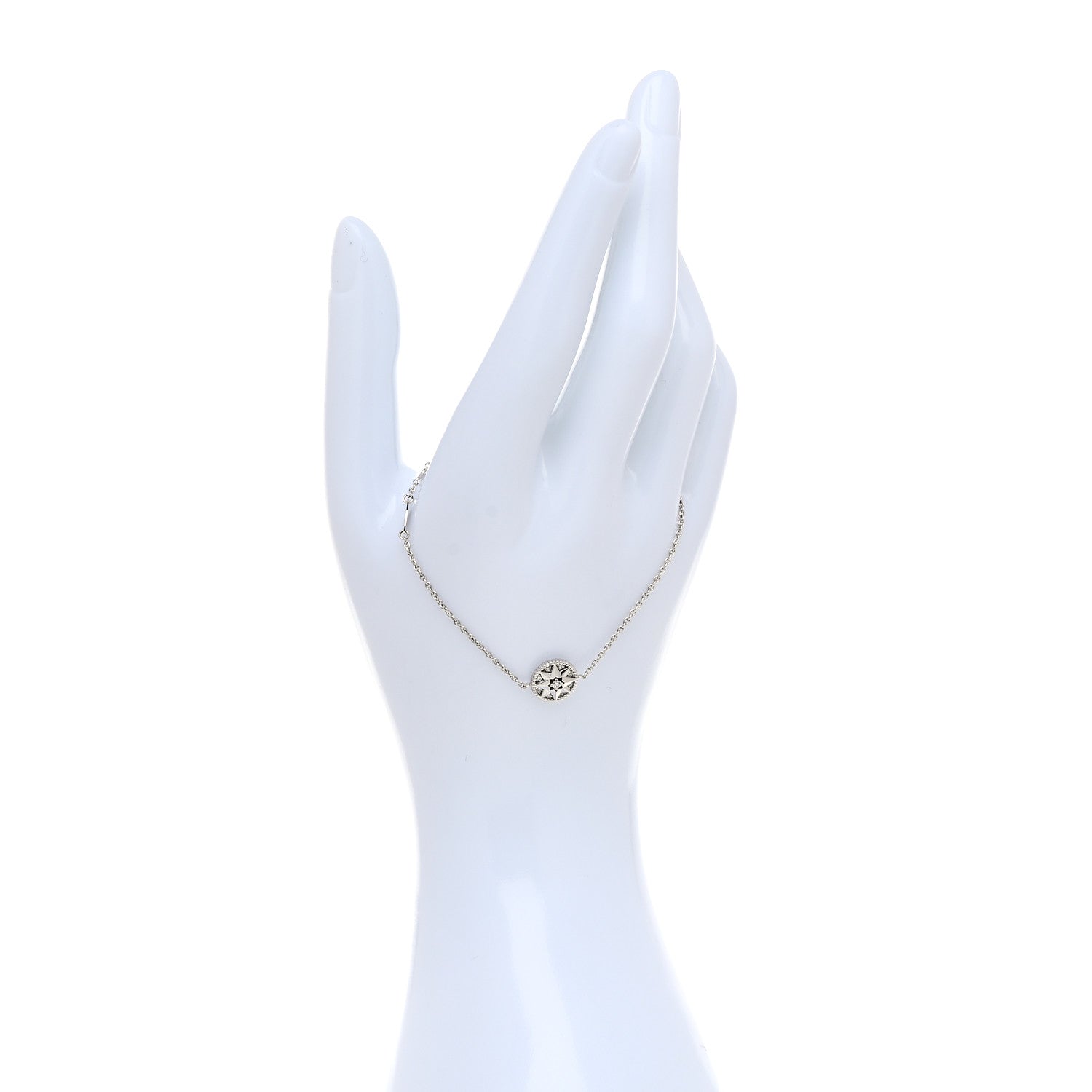 Christian Dior 18K White Gold Pave Diamond Rose Des Vents Bracelet 2 of 6