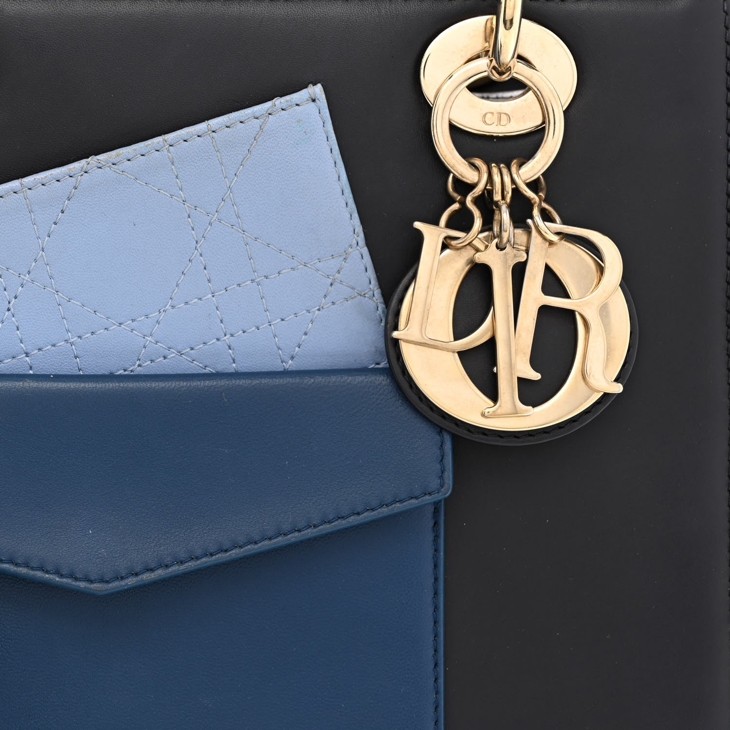 Christian Dior Calfskin Pockets Medium Lady Dior Blue 9 of 11
