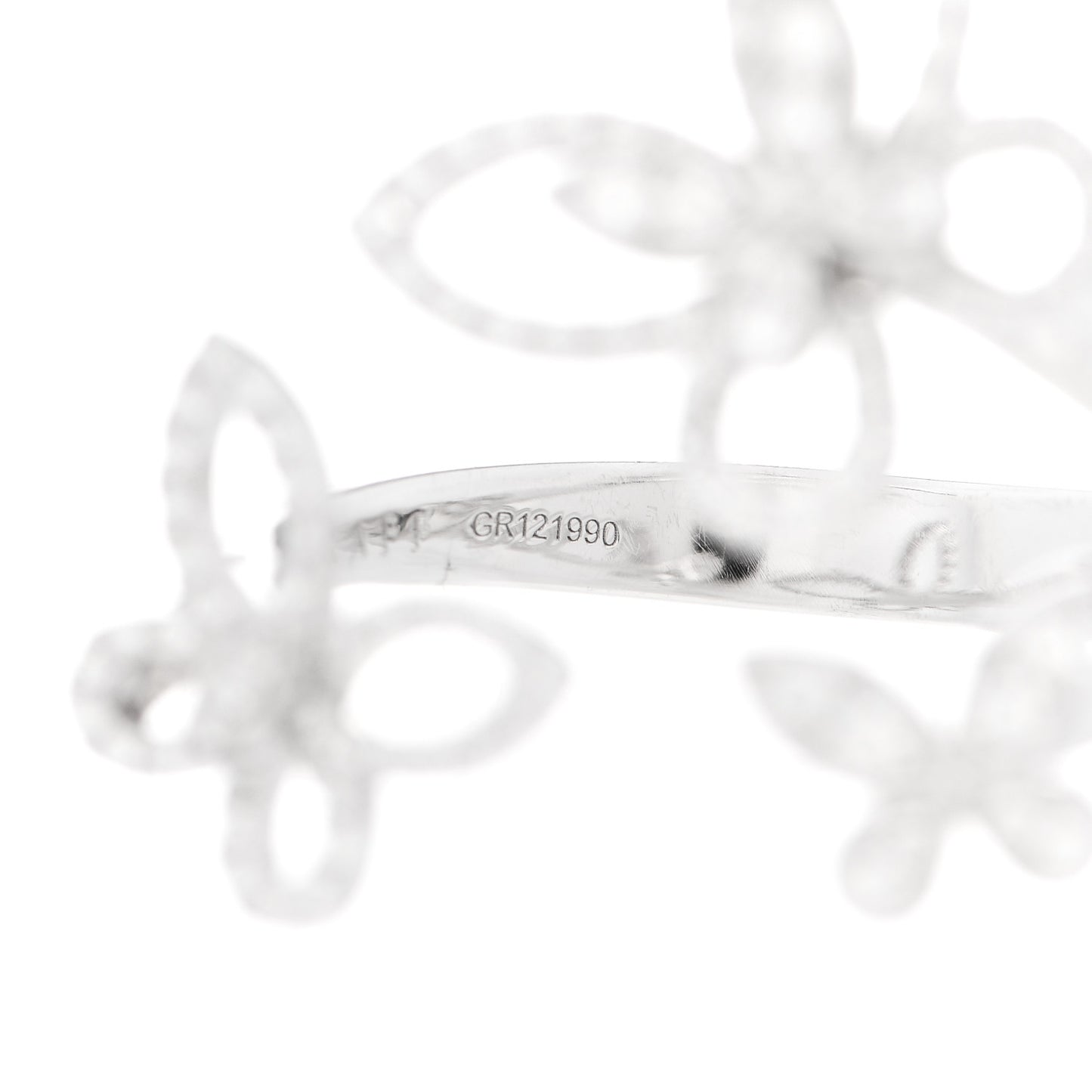 18K White Gold Diamond Triple Butterfly Silhouette Ring 53 6.5