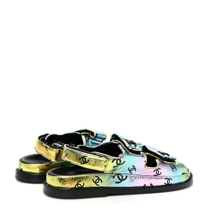 Chanel Laminated Lambskin Printed CC Dad Sandals 38 Multicolor 4 of 8