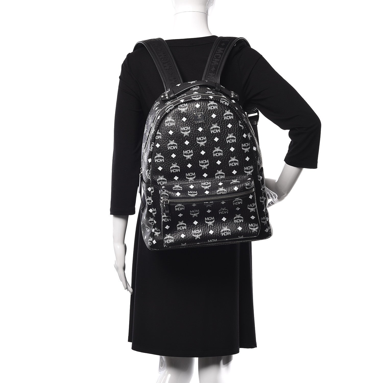 MCM Visetos Medium Stark Backpack Black 2 of 9