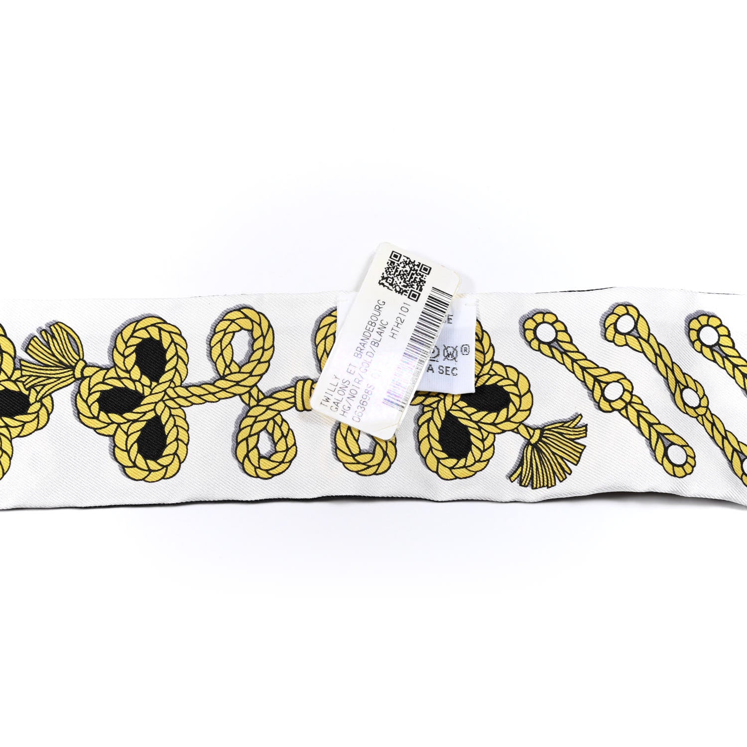 Hermes Silk Galons Et Brandebourg Twilly Black Gold White 2 of 4