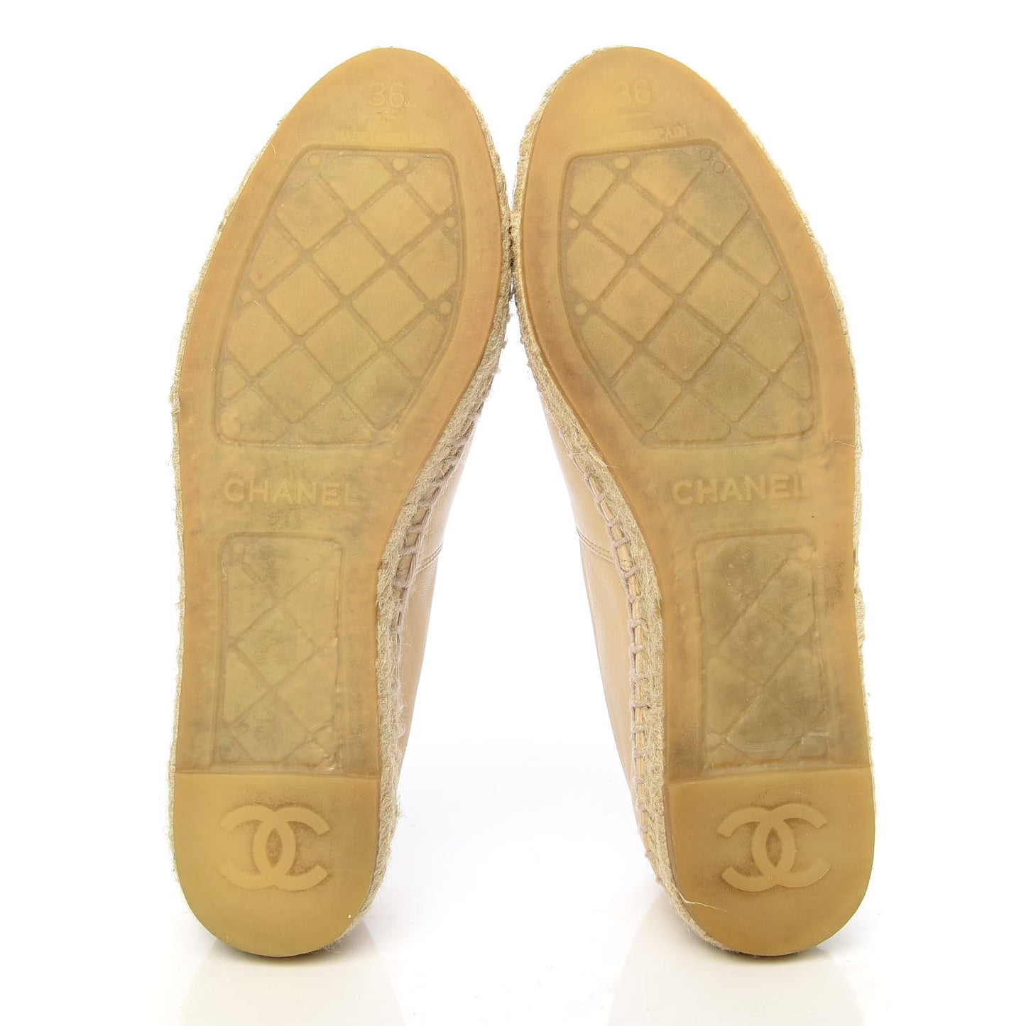Lambskin CC Espadrilles 36 Beige Black