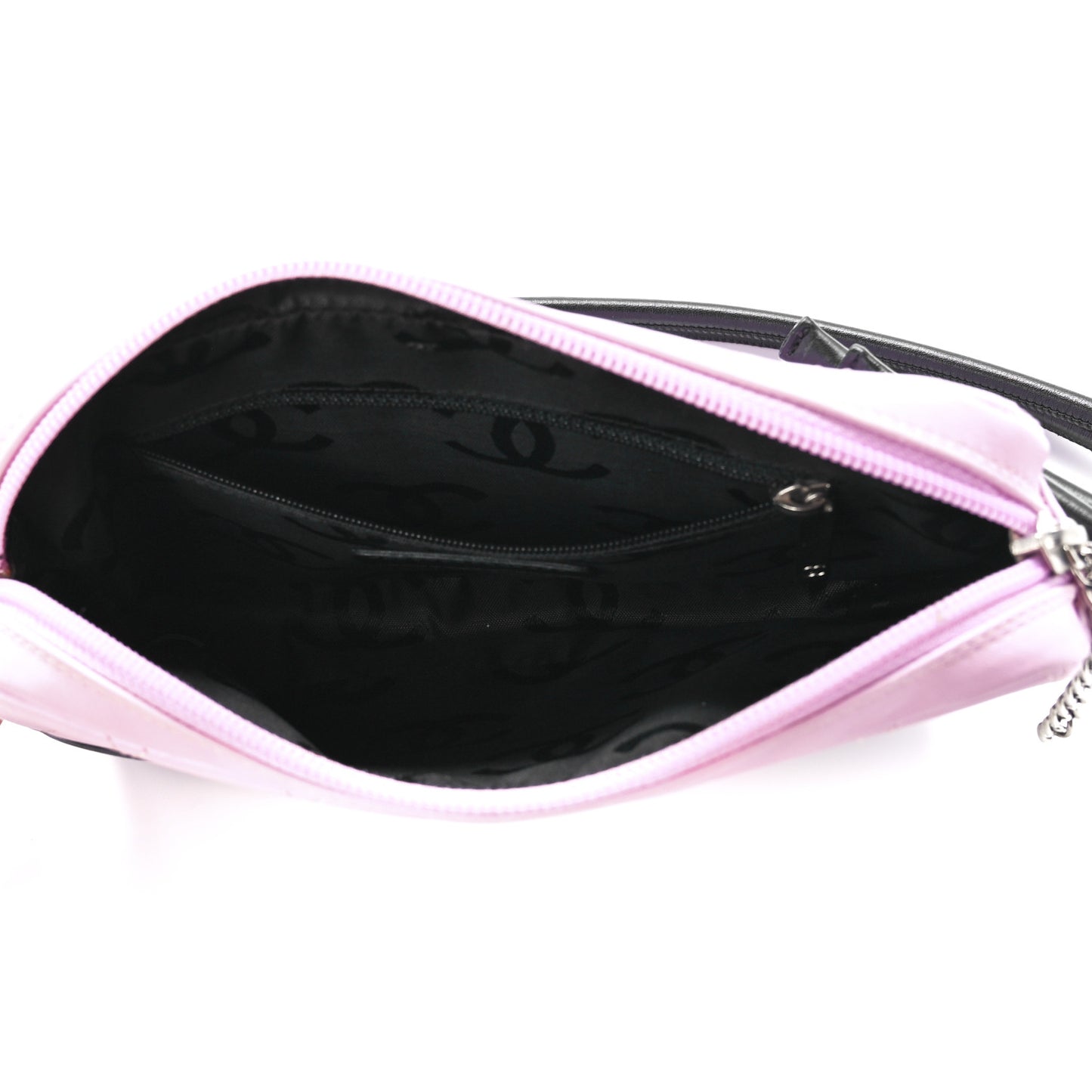 Calfskin Quilted Cambon Pochette Pink Black