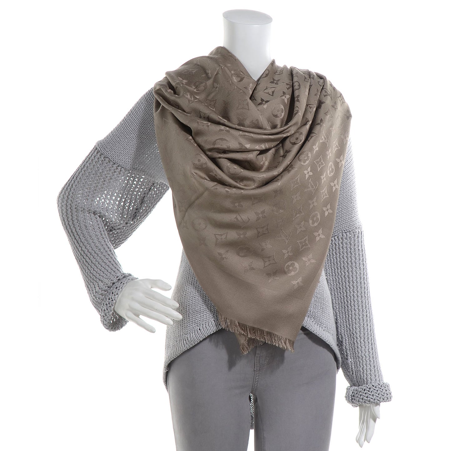 Silk Wool Monogram Shawl Verone
