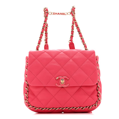 Chanel Lambskin Quilted Resin Chain Around Backpack Pink 1 of 10