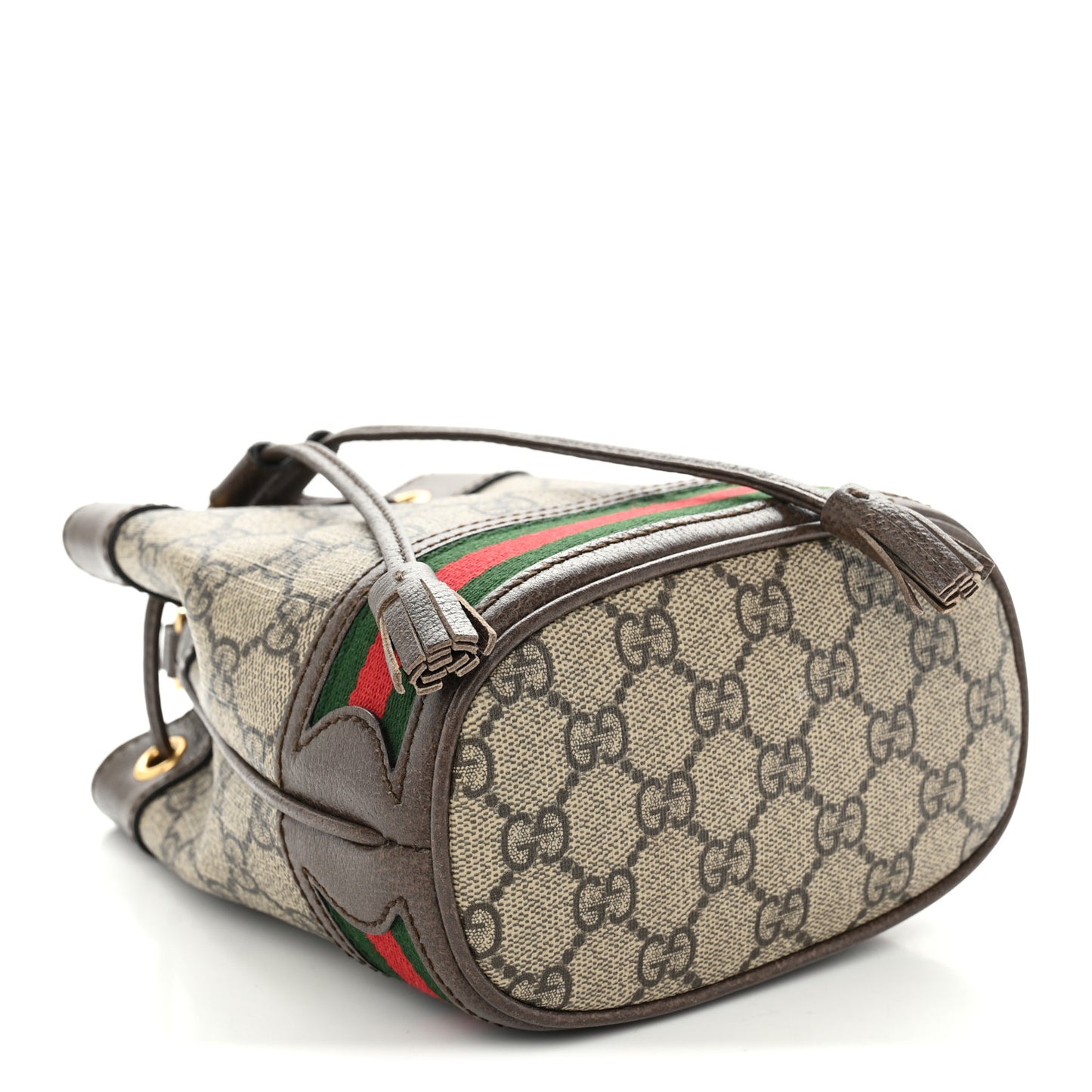GG Supreme Monogram Web Mini Ophidia Bucket Bag Brown