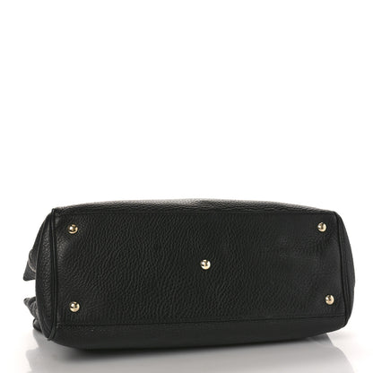 Gucci Pebbled Calfskin Medium Bamboo Shopper Tote Black 4 of 9