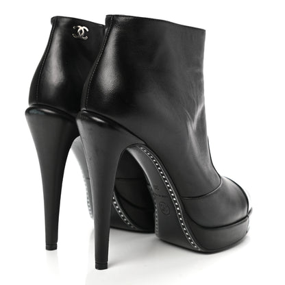 Chanel Lambskin Patent CC Cap Toe Platform Ankle Boots 39 Black 4 of 11