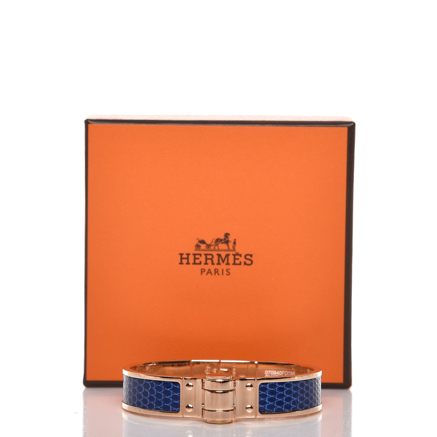 Lizard Charniere Cuir Narrow Hinged Bracelet S Bleu Saphire