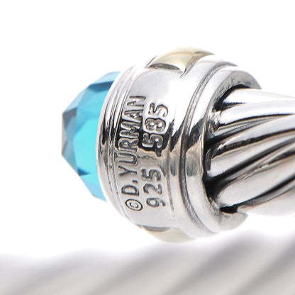David Yurman Sterling Silver 14K Yellow Gold Blue Topaz 7mm Cable Classics Bracelet 5 of 5
