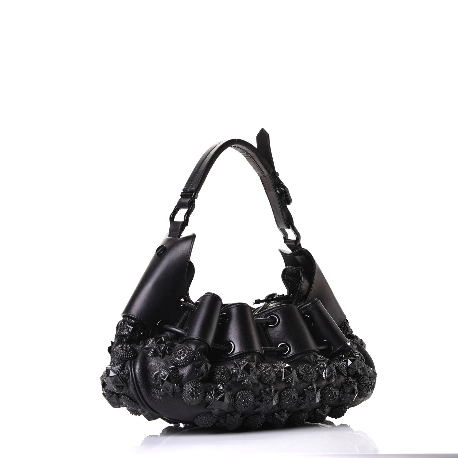 Burberry Calfskin Mason Warrior Studded Hobo Black 2 of 6