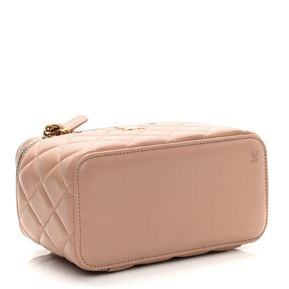 Chanel Lambskin Quilted Small Top Handle Vanity Case With Chain Beige 4 of 11
