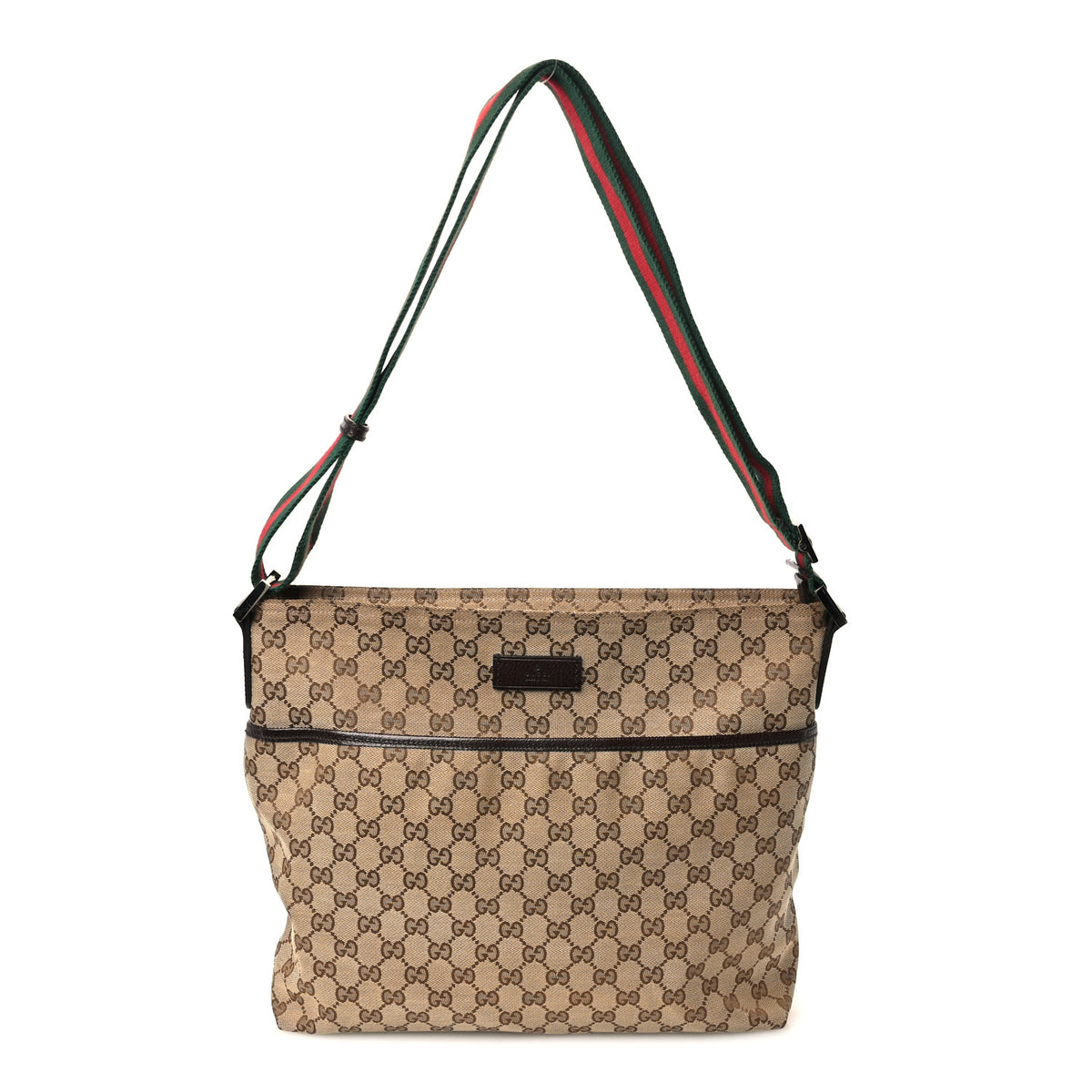 Monogram Web Medium Flat Messenger Bag Brown