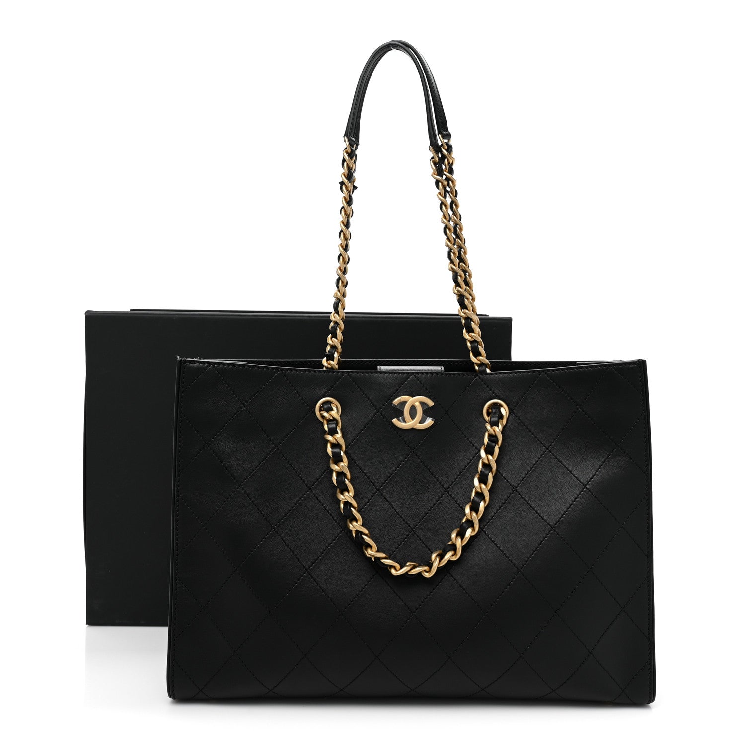 Chanel Calfskin Stitched Large Shopping Tote Black 11 of 11