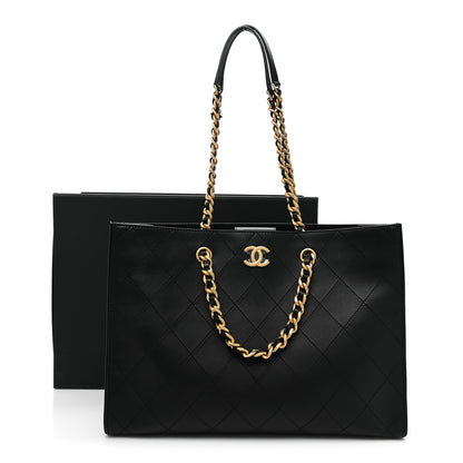 Chanel Calfskin Stitched Large Shopping Tote Black 11 of 11